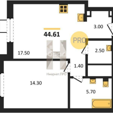 1-к квартира | 44.61 м² | 14 - 29 эт. 20