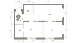 57.00 м² | 12 - 15 эт.