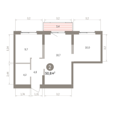 50.00 м² | 6 - 8 эт. 00