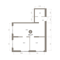 56.00 м² | 12 - 15 эт. 00