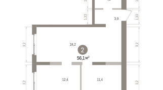 56.00 м² | 12 - 15 эт.