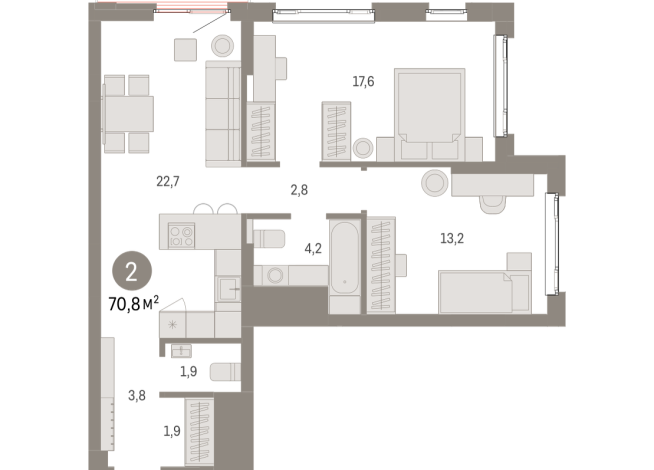 70.00 м² | 22 - 25 эт.
