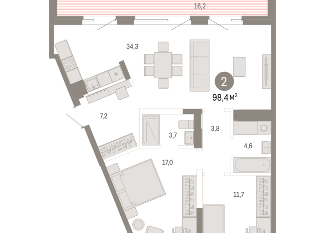 98.00 м² | 7 - 8 эт.