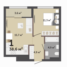 38.60 м² | 9 - 17 эт. 00