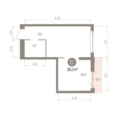 35.00 м² | 11 - 16 эт. 00