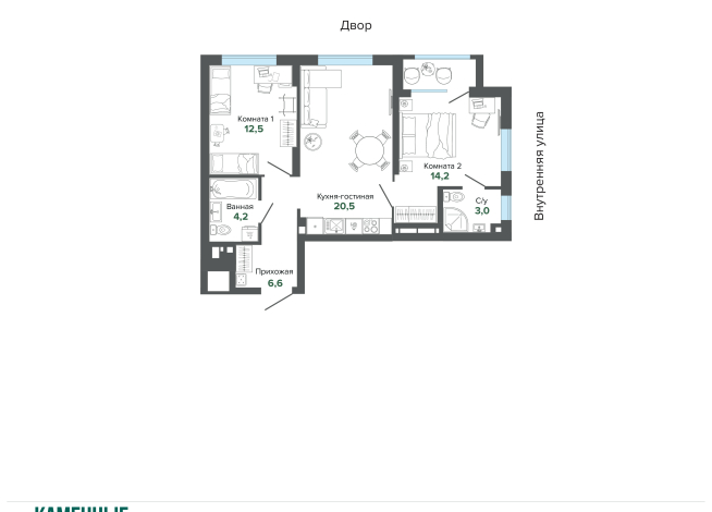 63.49 м² | 11 - 25 эт.
