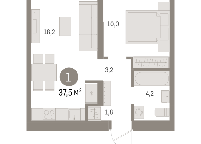 37.00 м² | 1 - 8 эт.