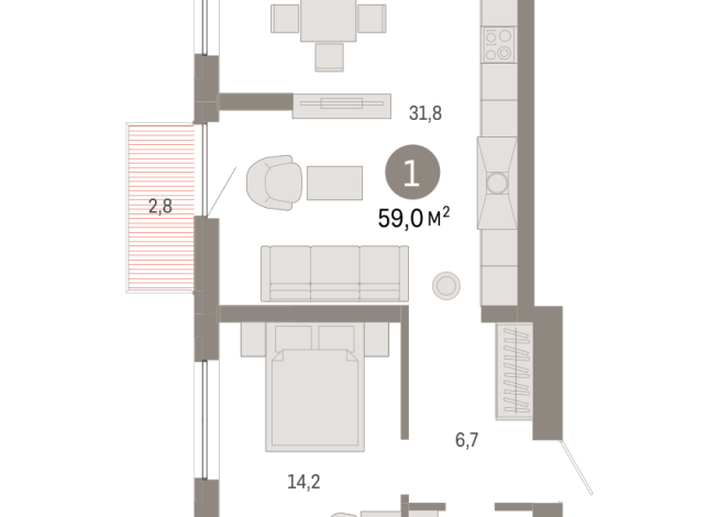 58.00 м² | 9 - 9 эт.