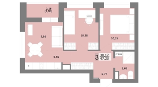 47.00 м² | 25 - 27 эт.