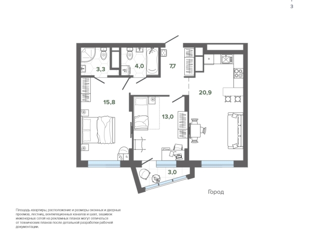 67.67 м² | 18 - 25 эт.