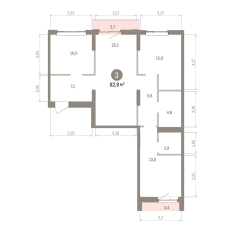 82.00 м² | 5 - 7 эт. 00