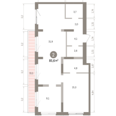 85.00 м² | 8 - 9 эт. 00