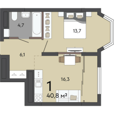 40.80 м² | 9 - 23 эт. 00