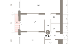 75.00 м² | 13 - 16 эт.