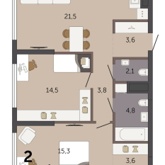 69.20 м² | 10 - 32 эт. 00