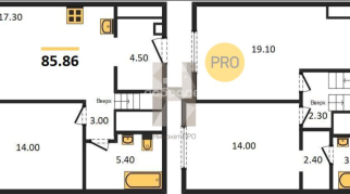 2-к квартира | 86.00 м² | 28 - 29 эт.