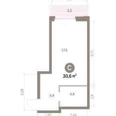 30.00 м² | 4 - 16 эт. 00