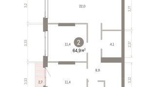 64.00 м² | 11 - 25 эт.