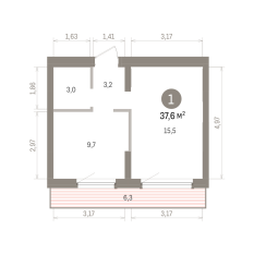 37.00 м² | 8 - 9 эт. 00