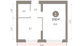 37.00 м² | 8 - 9 эт.