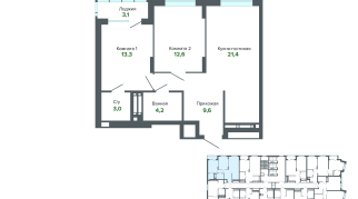 67.11 м² | 20 - 25 эт.