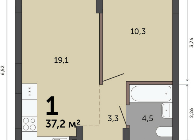 37.20 м² | 1 - 15 эт.