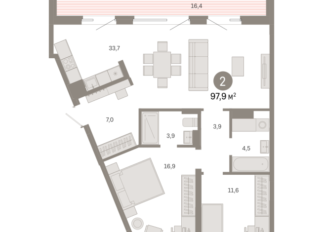 98.00 м² | 7 - 8 эт.