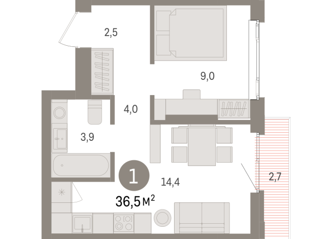 36.00 м² | 13 - 25 эт.