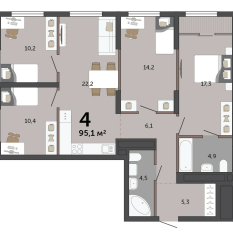 95.10 м² | 7 - 23 эт. 00