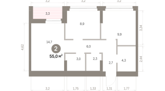 54.00 м² | 2 - 9 эт.