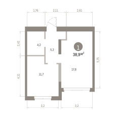 38.00 м² | 4 - 24 эт. 00