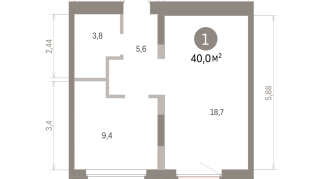 40.00 м² | 2 - 9 эт.