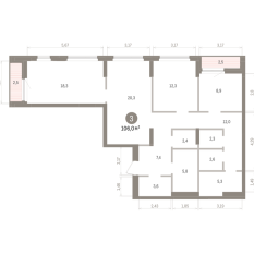 106.00 м² | 7 - 16 эт. 00