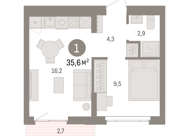 35.00 м² | 5 - 7 эт.
