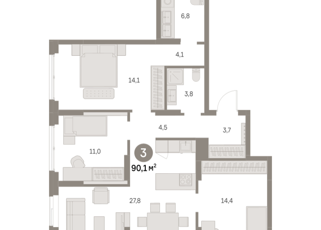 89.00 м² | 2 - 16 эт.