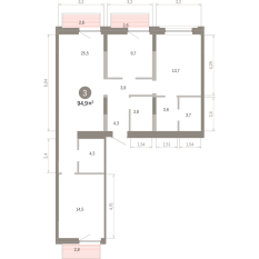 94.00 м² | 5 - 9 эт. 00