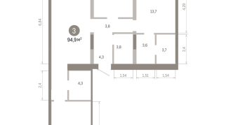 94.00 м² | 5 - 9 эт.