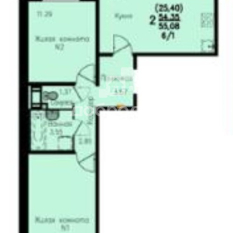 2-к квартира | 55.40 м² | 8 - 10 эт. 00