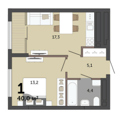 40.00 м² | 10 - 23 эт. 00