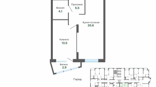 46.50 м² | 18 - 25 эт.