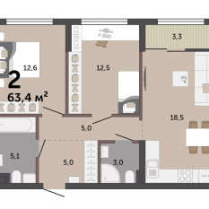 63.00 м² | 9 - 17 эт. 00
