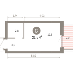 21.00 м² | 6 - 7 эт. 00