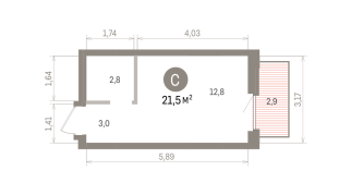 21.00 м² | 6 - 7 эт.