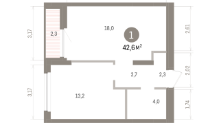 42.00 м² | 16 - 16 эт.