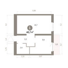 40.00 м² | 7 - 9 эт. 00