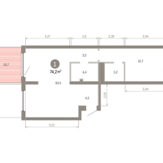74.00 м² | 2 - 9 эт. 00