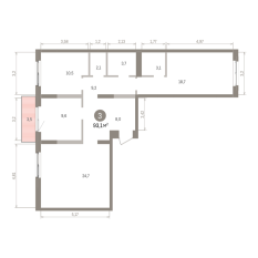 93.00 м² | 6 - 9 эт. 00