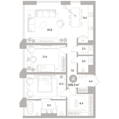 108.00 м² | 5 - 25 эт. 00