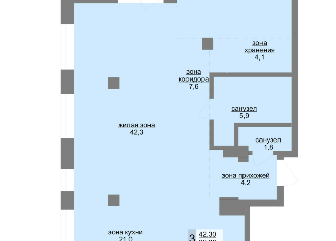 91.80 м² | 12 - 30 эт.