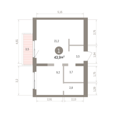 43.00 м² | 4 - 8 эт. 00